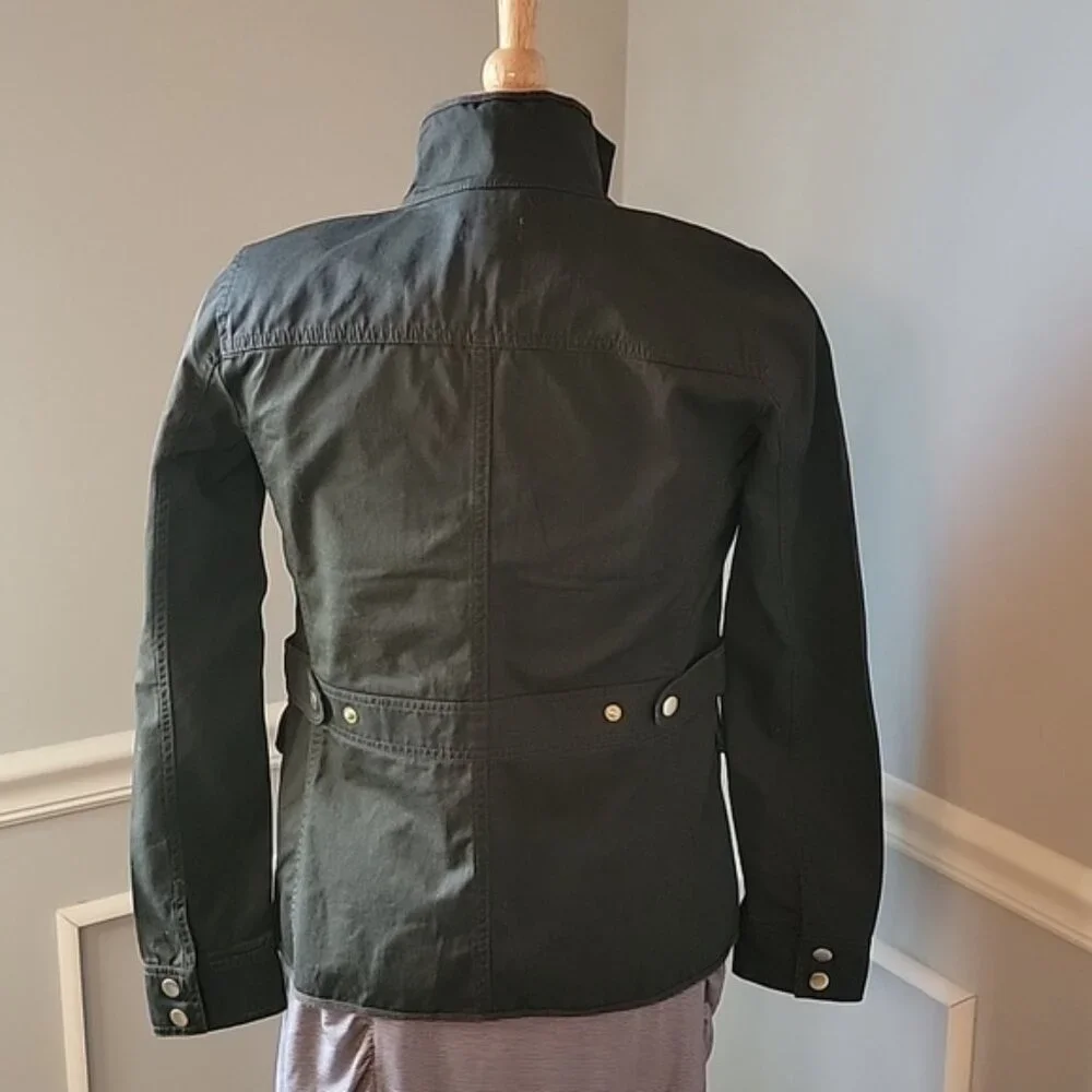 J.CREW Army‎ Green Gold Snap Full Zip Lightweight Field Barn Preppy Jacket XXS